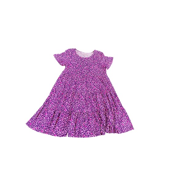 Lilly Pulitzer Jodee Dress Purple Pink‎ Leopard Print Tiered Knit Dress sz L - Picture 2 of 8